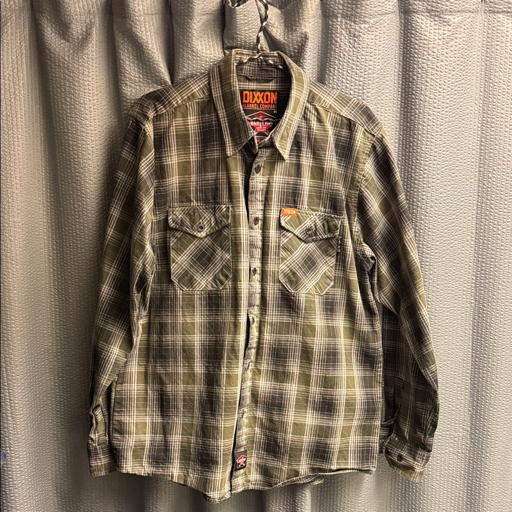DIXXON Men's Olive Plaid Button Down Shirt